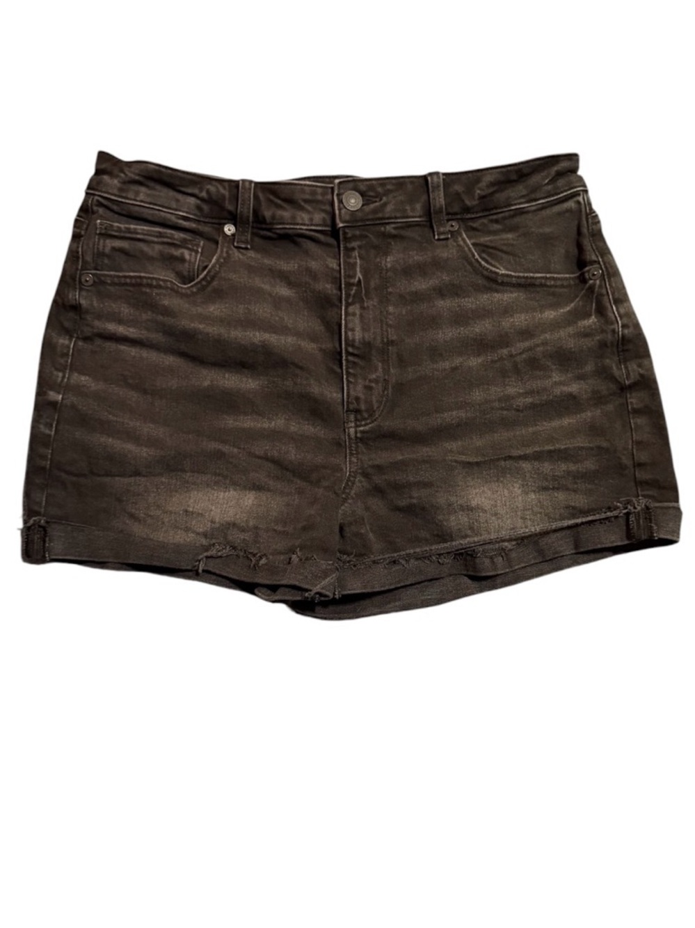American Eagle Outfitters Mom Shorts Faded Black Denim Raw Hem Shorts